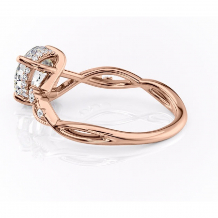 Inel de logodnă Crystal din aur Rose 14kt cu moissanite tăietură rotundă – Pietre laterale rafinată pentru profil mediu | Personalizează și configurează gratuit online [4]