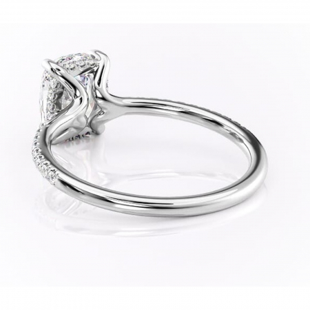 Inel de logodnă Daisy din aur Alb 14kt cu moissanite tăietură asscher – Montură pavé rafinată pentru profil jos | Personalizează și configurează gratuit online [3]