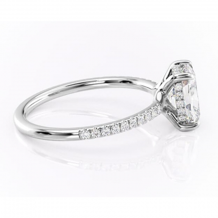 Inel de logodnă Daisy din aur Alb 14kt cu moissanite tăietură asscher – Montură pavé rafinată pentru profil jos | Personalizează și configurează gratuit online [1]
