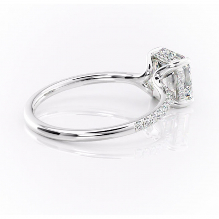 Inel de logodnă Daisy din aur Alb 14kt cu moissanite tăietură asscher – Montură pavé rafinată pentru profil jos | Personalizează și configurează gratuit online [2]