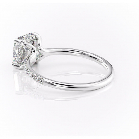 Inel de logodnă Daisy din aur Alb 14kt cu moissanite tăietură asscher – Montură pavé rafinată pentru profil jos | Personalizează și configurează gratuit online [4]