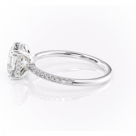 Inel de logodnă Daisy din aur Alb 14kt cu moissanite tăietură asscher – Montură pavé rafinată pentru profil jos | Personalizează și configurează gratuit online [5]