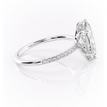 Inel de logodnă Daisy din aur Alb 14kt cu moissanite tăietură marquise – Montură pavé rafinată pentru profil jos | Personalizează și configurează gratuit online [1]