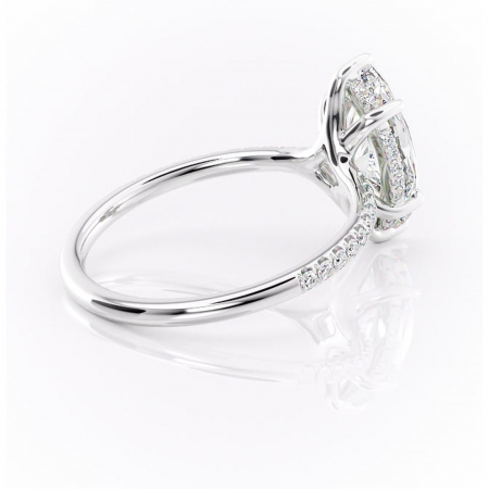 Inel de logodnă Daisy din aur Alb 14kt cu moissanite tăietură marquise – Montură pavé rafinată pentru profil jos | Personalizează și configurează gratuit online [2]