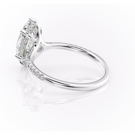 Inel de logodnă Daisy din aur Alb 14kt cu moissanite tăietură marquise – Montură pavé rafinată pentru profil jos | Personalizează și configurează gratuit online [4]