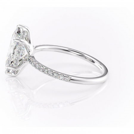 Inel de logodnă Daisy din aur Alb 14kt cu moissanite tăietură marquise – Montură pavé rafinată pentru profil jos | Personalizează și configurează gratuit online [5]