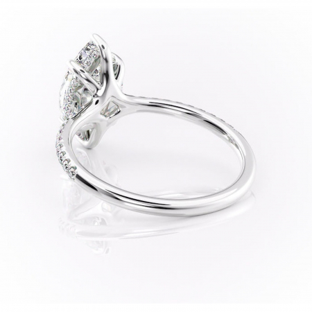 Inel de logodnă Daisy din aur Alb 14kt cu moissanite tăietură marquise – Montură pavé rafinată pentru profil jos | Personalizează și configurează gratuit online [3]