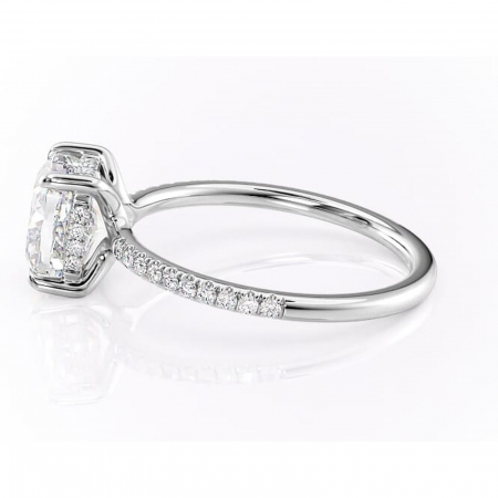 Inel de logodnă Daisy din aur Alb 14kt cu moissanite tăietură pernă – Montură pavé rafinată pentru profil jos | Personalizează și configurează gratuit online [5]