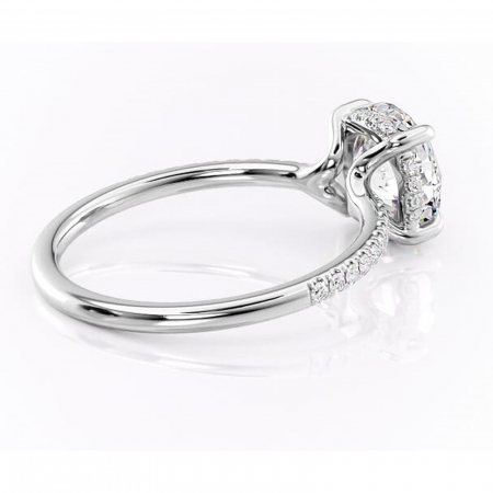 Inel de logodnă Daisy din aur Alb 14kt cu moissanite tăietură rotundă – Montură pavé rafinată pentru profil jos | Personalizează și configurează gratuit online [2]