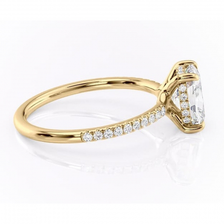 Inel de logodnă Daisy din aur Galben 14kt cu moissanite tăietură asscher – Montură pavé rafinată pentru profil jos | Personalizează și configurează gratuit online [1]