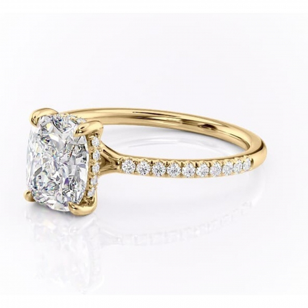 Inel de logodnă Daisy din aur Galben 14kt cu moissanite tăietură asscher – Montură pavé rafinată pentru profil jos | Personalizează și configurează gratuit online [6]