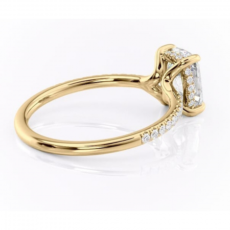 Inel de logodnă Daisy din aur Galben 14kt cu moissanite tăietură asscher – Montură pavé rafinată pentru profil jos | Personalizează și configurează gratuit online [2]