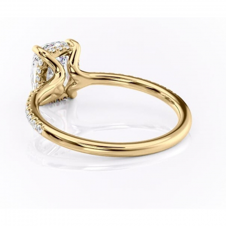 Inel de logodnă Daisy din aur Galben 14kt cu moissanite tăietură asscher – Montură pavé rafinată pentru profil jos | Personalizează și configurează gratuit online [3]