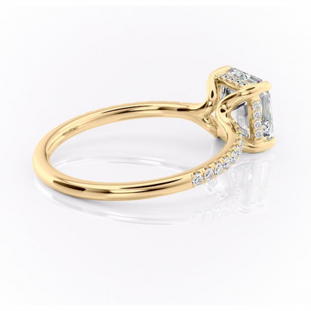 Inel de logodnă Daisy din aur Galben 18kt cu moissanite tăietură asscher – Montură pavé rafinată pentru profil jos | Personalizează și configurează gratuit online [2]