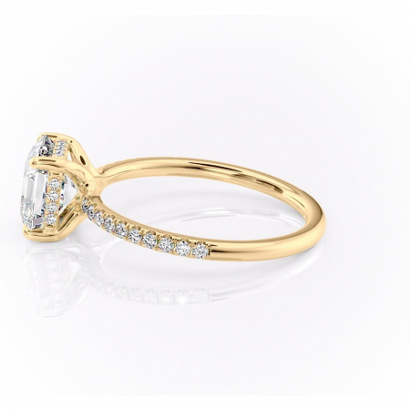 Inel de logodnă Daisy din aur Galben 18kt cu moissanite tăietură asscher – Montură pavé rafinată pentru profil jos | Personalizează și configurează gratuit online [5]
