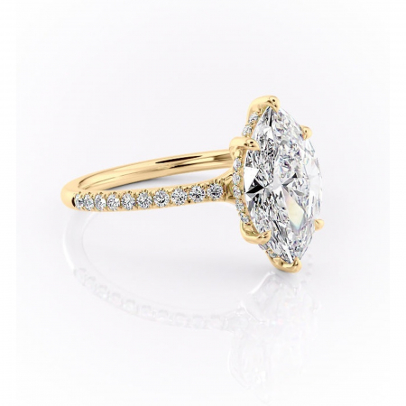 Marquise - Inel de logodnă Daisy din aur Galben 18kt cu moissanite tăietură marquise – Montură pavé rafinată pentru profil jos | Personalizează și configurează gratuit online