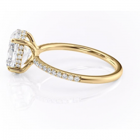 Inel de logodnă Daisy din aur Galben 14kt cu moissanite tăietură ovală – Montură pavé rafinată pentru profil jos | Personalizează și configurează gratuit online [5]