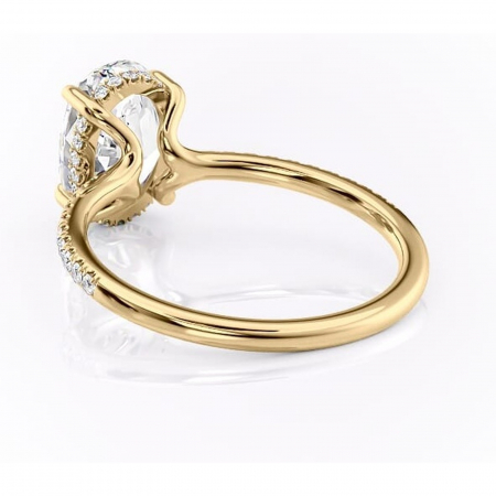 Inel de logodnă Daisy din aur Galben 14kt cu moissanite tăietură ovală – Montură pavé rafinată pentru profil jos | Personalizează și configurează gratuit online [3]