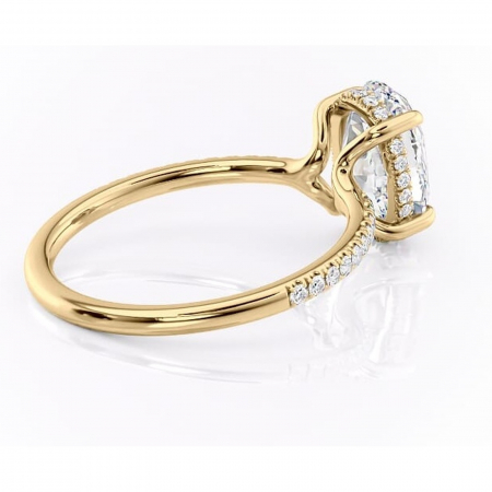 Inel de logodnă Daisy din aur Galben 14kt cu moissanite tăietură ovală – Montură pavé rafinată pentru profil jos | Personalizează și configurează gratuit online [2]