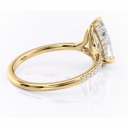 Inel de logodnă Daisy din aur Galben 14kt cu moissanite tăietură pară – Montură pavé rafinată pentru profil jos | Personalizează și configurează gratuit online [2]