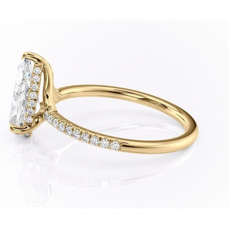 Inel de logodnă Daisy din aur Galben 14kt cu moissanite tăietură pară – Montură pavé rafinată pentru profil jos | Personalizează și configurează gratuit online [5]