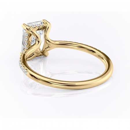 Inel de logodnă Daisy din aur Galben 14kt cu moissanite tăietură radiantă – Montură pavé rafinată pentru profil jos | Personalizează și configurează gratuit online [3]