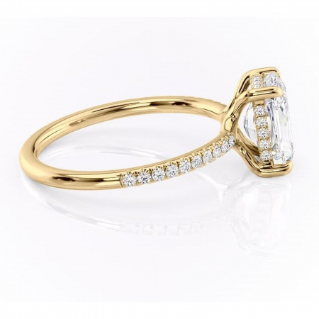 Inel de logodnă Daisy din aur Galben 14kt cu moissanite tăietură radiantă – Montură pavé rafinată pentru profil jos | Personalizează și configurează gratuit online [1]