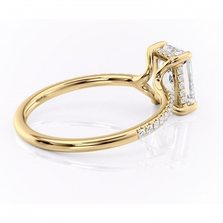 Inel de logodnă Daisy din aur Galben 14kt cu moissanite tăietură radiantă – Montură pavé rafinată pentru profil jos | Personalizează și configurează gratuit online [2]