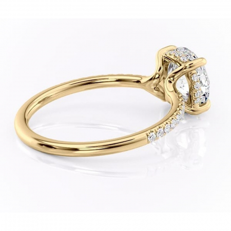 Inel de logodnă Daisy din aur Galben 14kt cu moissanite tăietură rotundă – Montură pavé rafinată pentru profil jos | Personalizează și configurează gratuit online [2]