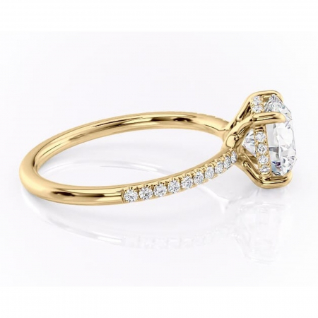 Inel de logodnă Daisy din aur Galben 14kt cu moissanite tăietură rotundă – Montură pavé rafinată pentru profil jos | Personalizează și configurează gratuit online [1]