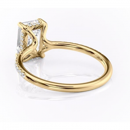 Inel de logodnă Daisy din aur Galben 18kt cu moissanite tăietură smarald – Montură pavé rafinată pentru profil jos | Personalizează și configurează gratuit online [3]