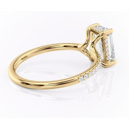 Inel de logodnă Daisy din aur Galben 18kt cu moissanite tăietură smarald – Montură pavé rafinată pentru profil jos | Personalizează și configurează gratuit online [2]