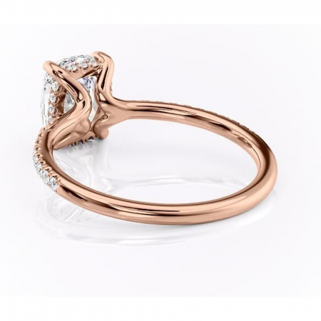 Inel de logodnă Daisy din aur Rose 14kt cu moissanite tăietură asscher – Montură pavé rafinată pentru profil jos | Personalizează și configurează gratuit online [3]
