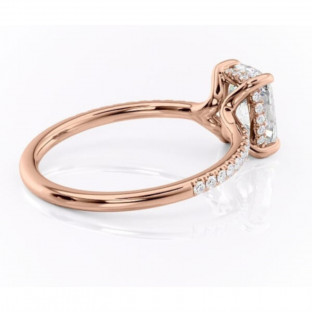 Inel de logodnă Daisy din aur Rose 14kt cu moissanite tăietură asscher – Montură pavé rafinată pentru profil jos | Personalizează și configurează gratuit online [2]