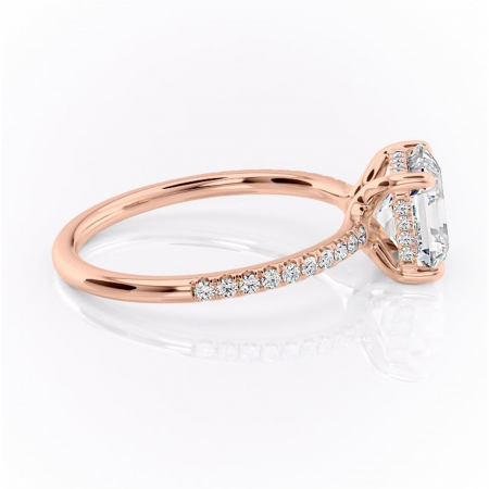 Inel de logodnă Daisy din aur Rose 18kt cu moissanite tăietură asscher – Montură pavé rafinată pentru profil jos | Personalizează și configurează gratuit online [1]