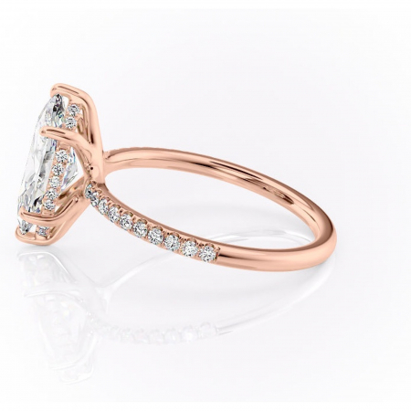 Inel de logodnă Daisy din aur Rose 14kt cu moissanite tăietură marquise – Montură pavé rafinată pentru profil jos | Personalizează și configurează gratuit online [5]