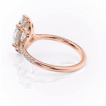 Inel de logodnă Daisy din aur Rose 14kt cu moissanite tăietură marquise – Montură pavé rafinată pentru profil jos | Personalizează și configurează gratuit online [4]