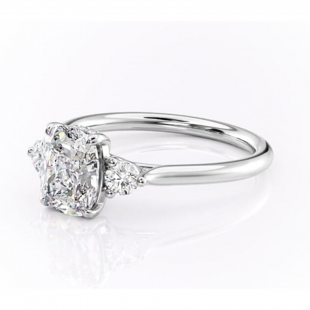 Inel de logodnă Delphine din aur Alb 14kt cu moissanite tăietură asscher – Montură cu trei pietre rafinată pentru profil mediu | Personalizează și configurează gratuit online [6]