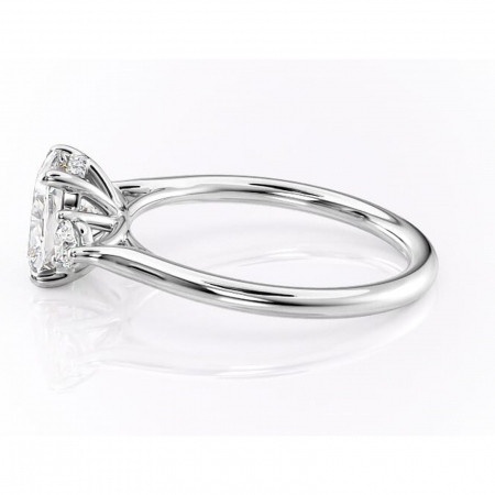 Inel de logodnă Delphine din aur Alb 14kt cu moissanite tăietură asscher – Montură cu trei pietre rafinată pentru profil mediu | Personalizează și configurează gratuit online [5]