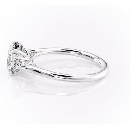 Inel de logodnă Delphine din aur Alb 14kt cu moissanite tăietură asscher – Montură cu trei pietre rafinată pentru profil mediu | Personalizează și configurează gratuit online [5]