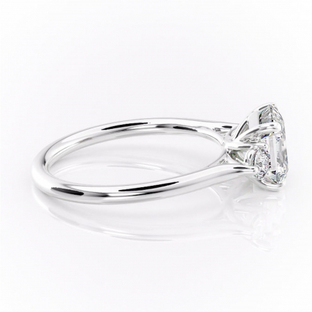 Inel de logodnă Delphine din aur Alb 14kt cu moissanite tăietură asscher – Montură cu trei pietre rafinată pentru profil mediu | Personalizează și configurează gratuit online [1]