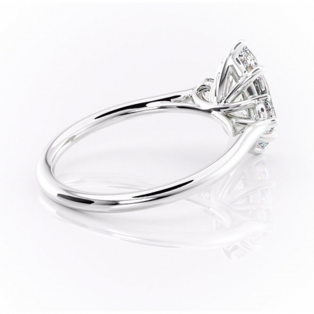 Inel de logodnă Delphine din aur Alb 14kt cu moissanite tăietură marquise – Montură cu trei pietre rafinată pentru profil mediu | Personalizează și configurează gratuit online [2]