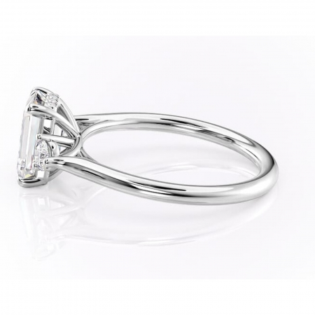 Inel de logodnă Delphine din aur Alb 14kt cu moissanite tăietură smarald – Montură cu trei pietre rafinată pentru profil mediu | Personalizează și configurează gratuit online [5]