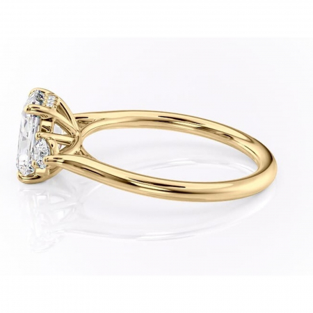 Inel de logodnă Delphine din aur Galben 14kt cu moissanite tăietură radiantă – Montură cu trei pietre rafinată pentru profil mediu | Personalizează și configurează gratuit online [5]