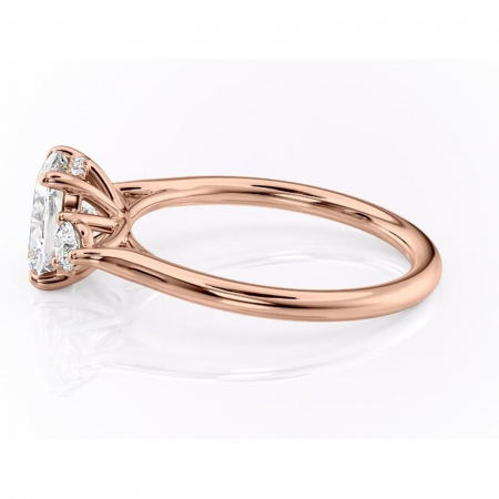 Inel de logodnă Delphine din aur Rose 14kt cu moissanite tăietură asscher – Montură cu trei pietre rafinată pentru profil mediu | Personalizează și configurează gratuit online [5]