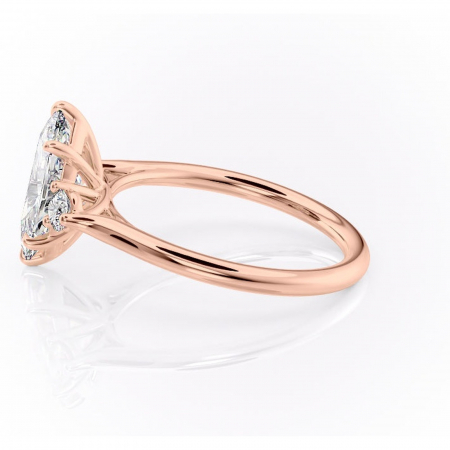 Inel de logodnă Delphine din aur Rose 14kt cu moissanite tăietură marquise – Montură cu trei pietre rafinată pentru profil mediu | Personalizează și configurează gratuit online [5]
