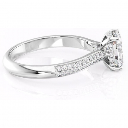 Inel de logodnă Elara din aur Alb 14kt cu moissanite tăietură asscher – Montură pavé rafinată pentru profil înalt | Personalizează și configurează gratuit online [1]