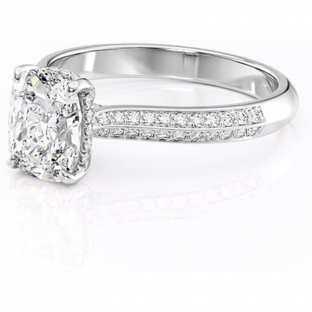 Inel de logodnă Elara din aur Alb 14kt cu moissanite tăietură asscher – Montură pavé rafinată pentru profil înalt | Personalizează și configurează gratuit online [6]