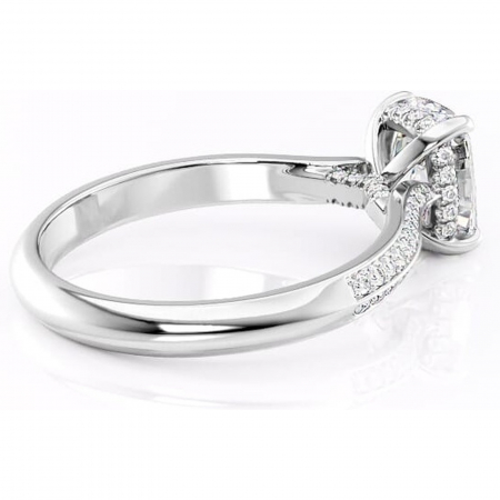 Inel de logodnă Elara din aur Alb 14kt cu moissanite tăietură asscher – Montură pavé rafinată pentru profil înalt | Personalizează și configurează gratuit online [2]