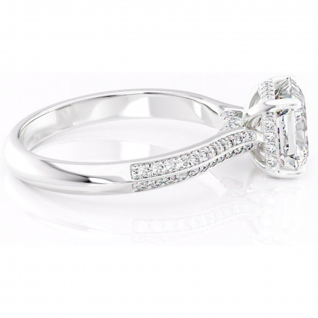 Inel de logodnă Elara din aur Alb 14kt cu moissanite tăietură asscher – Montură pavé rafinată pentru profil înalt | Personalizează și configurează gratuit online [1]